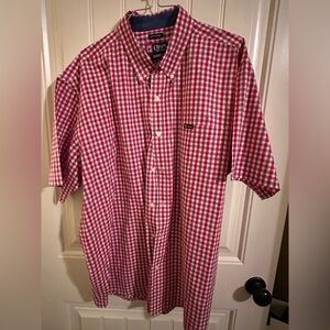 Chaps Red and White Gingham Short-Sleeve Button-Down Shirt